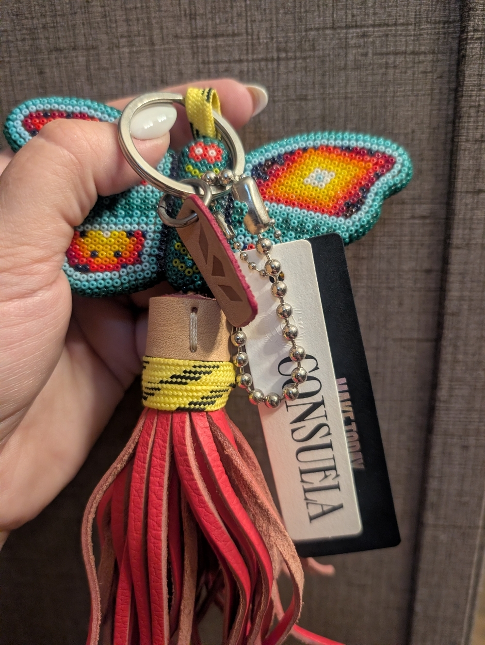 Consuela Beaded Butterfly Tassel Keychain - Picture 3 of 4